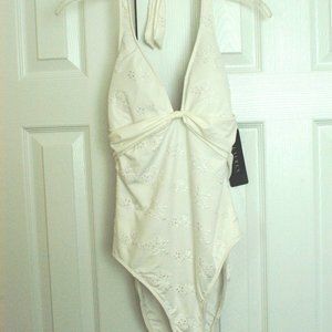 NWT Ralph Laren white eyelet one piece swimsuit size 14.